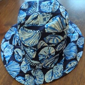 Vera Bradley Morning Shells Blue Seashell Bucket Sun Hat